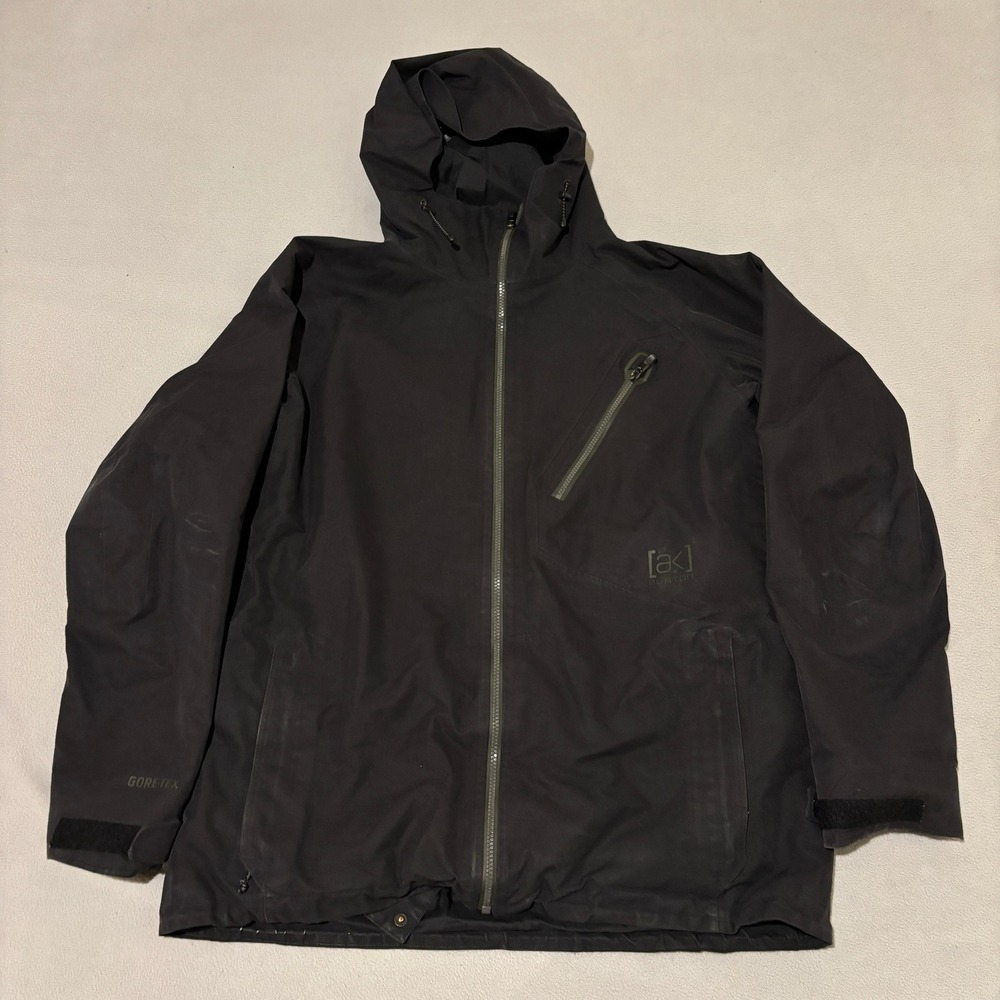 Burton AK GORE-TEX Snowboard Jacket Mens Large Black Hooded Shell Powder Skirt